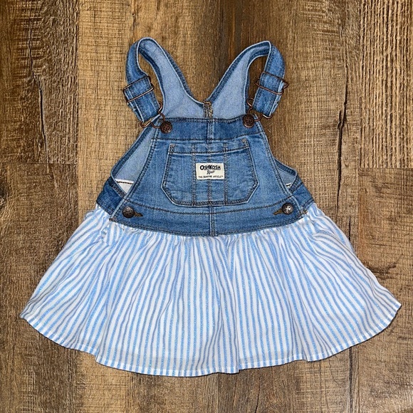 OshKosh B'gosh Infant Girls' Blue and White Stripe Skirtall Size 12M - Picture 1 of 6